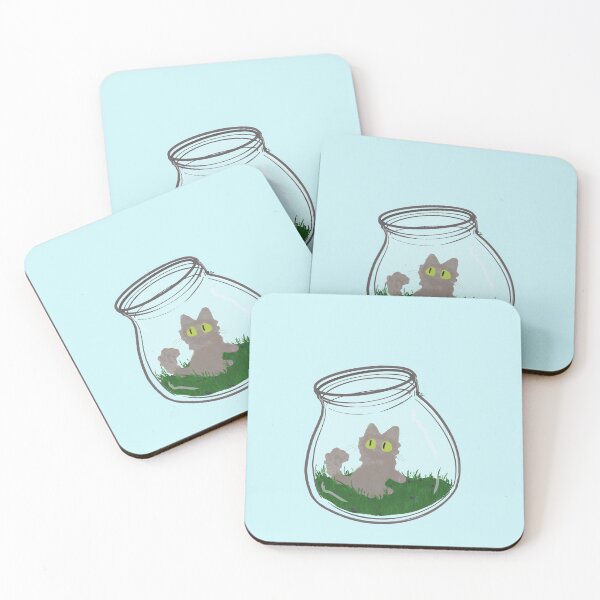 Item preview, Grey Cat in glass bottle designed and sold by Salem Scribbles.