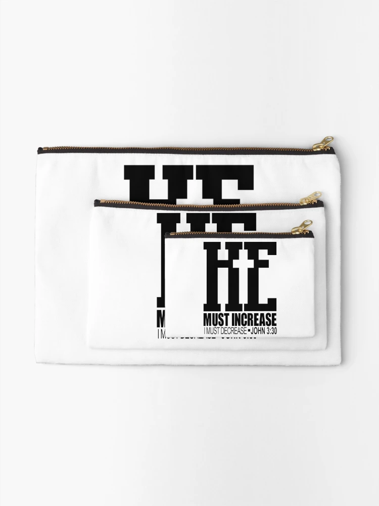 Thumbnail 2 of 4, Zipper Pouch, he must increase i must decrease john 3:30 designed and sold by PUNCH ME IN SHOP.