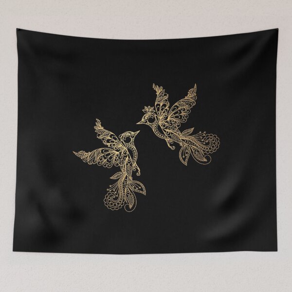 Item preview, Elegant Lovebirds - Black & Gold designed and sold by PawsitiveMum.