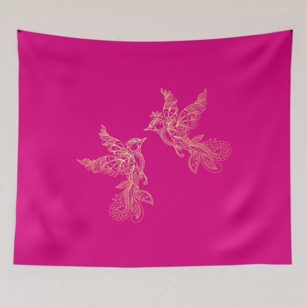 Item preview, Elegant Lovebirds - Gold/Hot Pink designed and sold by PawsitiveMum.