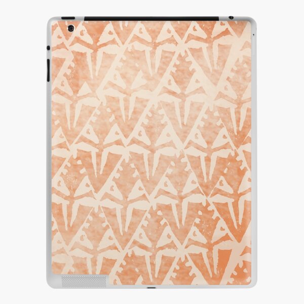 Simple Ethnic Ombre Orange Creme Floral Diamonds Textured Stamp Pattern iPad Skin