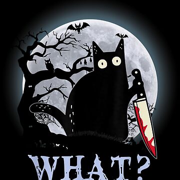 Artwork thumbnail, Cat What_ Murderous Black Cat With Knife Halloween by JoanneHughes