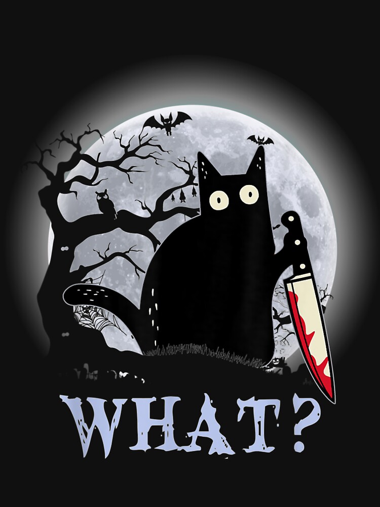 Thumbnail 7 of 7, Classic T-Shirt, Cat What_ Murderous Black Cat With Knife Halloween designed and sold by JoanneHughes.