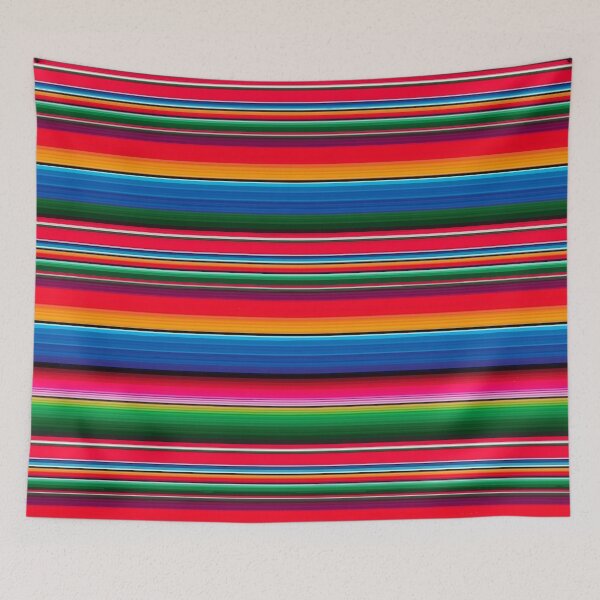 Item preview, Sarape Saltillo Colores poncho stripes festive mexican fabric vibrant blanket designed and sold by T-Mex.