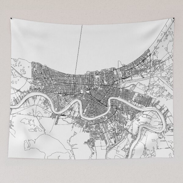 Item preview, New Orleans White Map designed and sold by multiplicitymap.