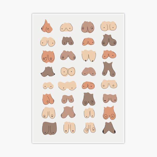 Boobs Come in All Shapes and Sizes - Minimalist Boobs Art - Colourful |  Sticker