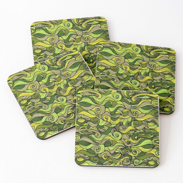 Item preview, Green swirl curls pattern designed and sold by DerSenat.