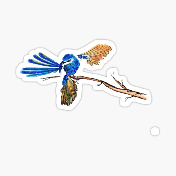 Dancing Blue Fairy Wren Australian Bird Sticker