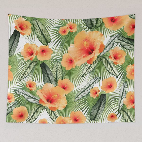Item preview, Hibiscus Calathea Fan Palm Leaves Jungle #3 #tropical #decor #art designed and sold by Anita's & Bella's Art.