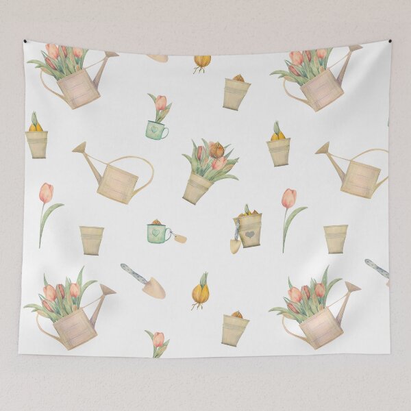 Item preview, Elegant Tulips and Garden Tools Pattern designed and sold by Hommie9977.
