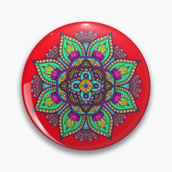 Item preview, Mandala 3 - Geometric Pattern with Black Outline - on Red by Amanda M Lucas designed and sold by Amanda Lucas.
