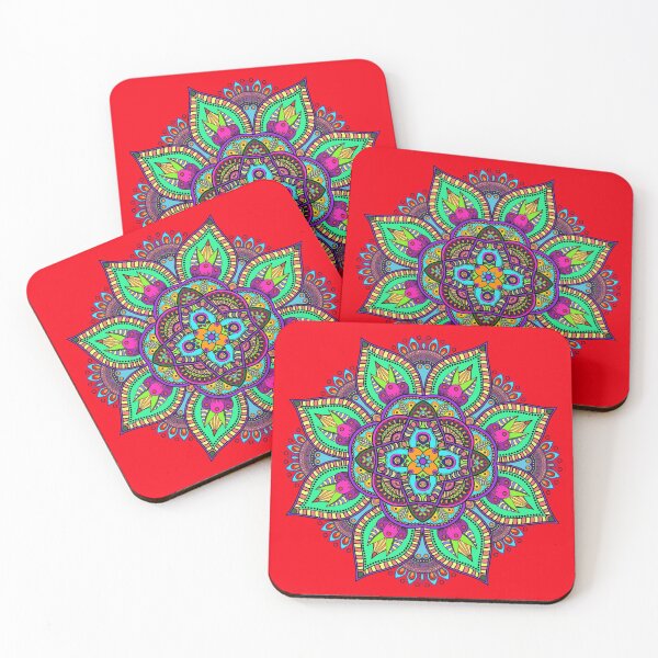 Item preview, Mandala 3 - Geometric Pattern with Black Outline - on Red by Amanda M Lucas designed and sold by Amanda Lucas.