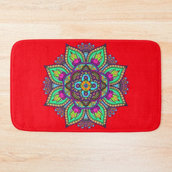Item preview, Mandala 3 - Geometric Pattern with Black Outline - on Red by Amanda M Lucas designed and sold by Amanda Lucas.