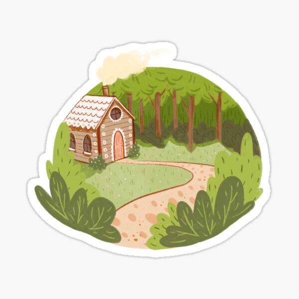 Gingerbread House in the Woods Glossy Sticker
