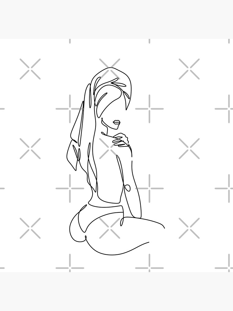 Women with Towel, One Line Print, Modern Art Poster, Single Line Art, Minimal Line Art, Single Line Drawing, Nude Line Drawing, Line Art by OneLinePrint