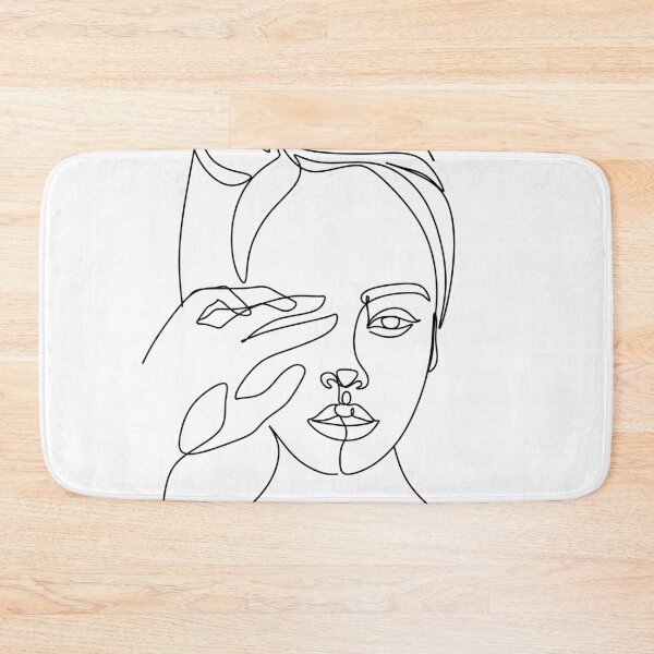 Item preview, Bathroom Line Drawing, Minimal Bathroom Art, Minimalist Face Print, Bath Art Printable, Washroom Art, Woman And Towel Print, Woman Head Art designed and sold by OneLinePrint.