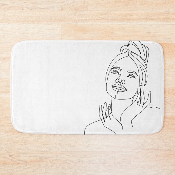Item preview, Bathroom Line Drawing, Minimal Bathroom Art, Minimalist Face Print, Bath Art Printable, Washroom Art, Woman And Towel Print, Woman Head Art designed and sold by OneLinePrint.