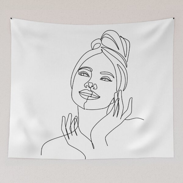 Item preview, Bathroom Line Drawing, Minimal Bathroom Art, Minimalist Face Print, Bath Art Printable, Washroom Art, Woman And Towel Print, Woman Head Art designed and sold by OneLinePrint.