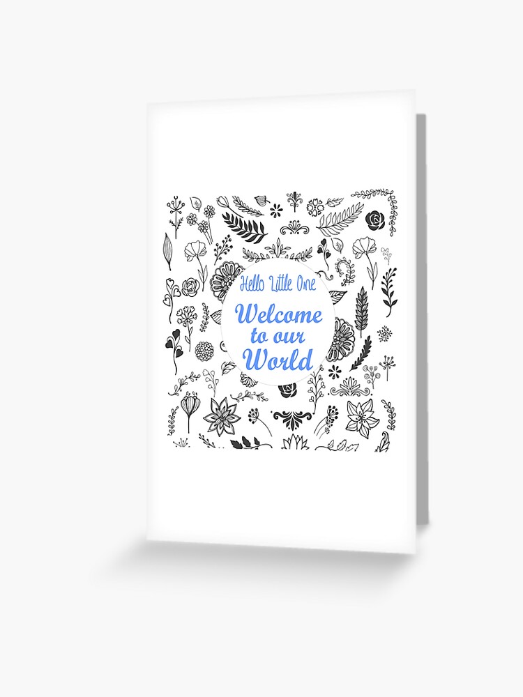 Hello LIttle One Welcome to our World Sticker Baby Boy Mom Cute | Greeting  Card
