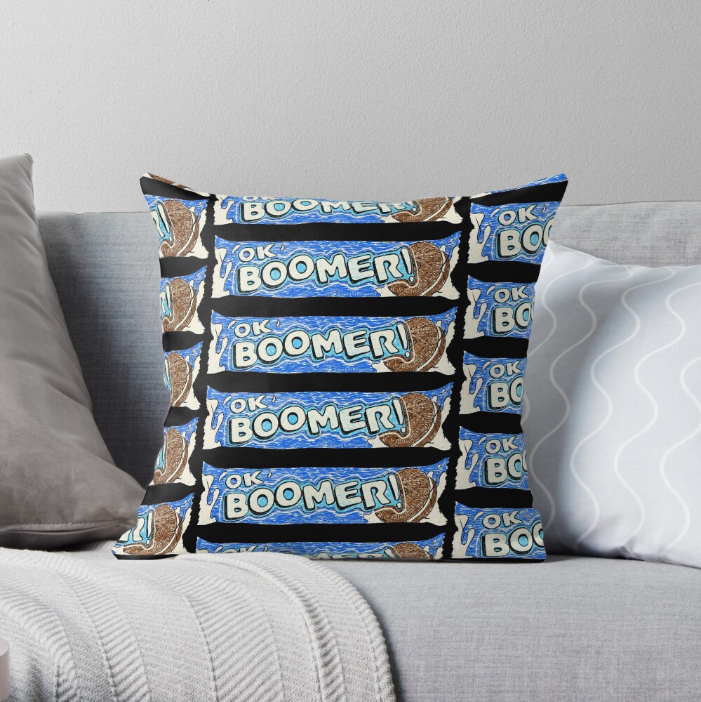 OK Boomer (Black) Throw Pillow