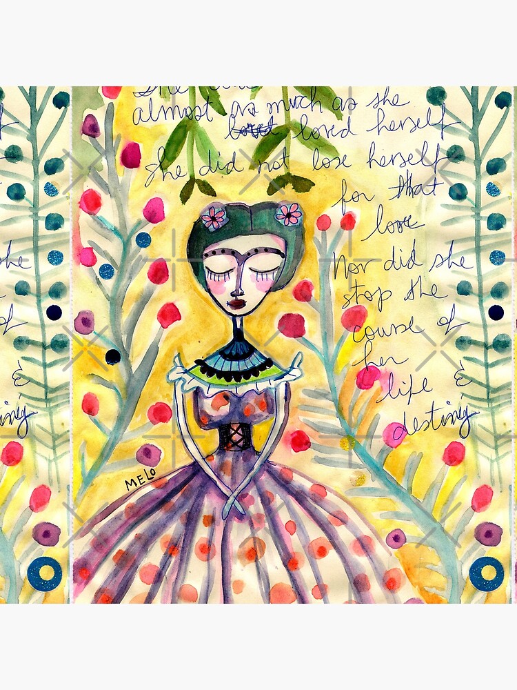 Frida Kahlo Portrait in Yellow background by Cris Melo by meloearth