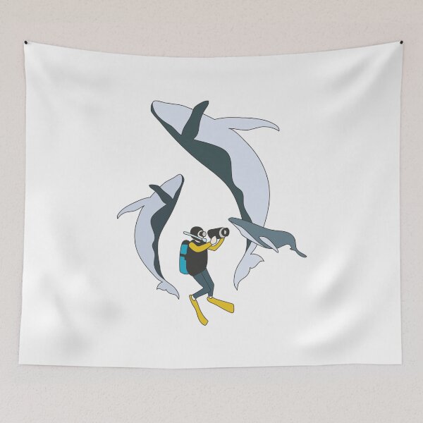 Item preview, Humpback Whales and Diver (colored) designed and sold by Stephanie Ting.