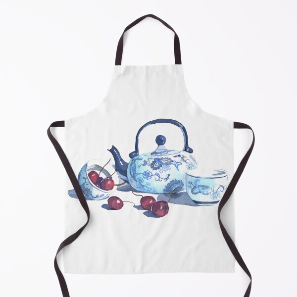 Item preview, Chinese teapot with cherries - watercolors designed and sold by kittyvdheuvel.