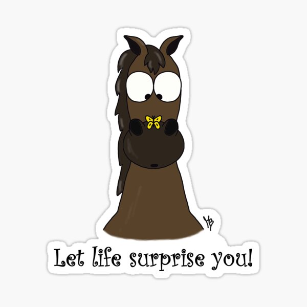 Item preview, Cartoon funny horse with butterfly and inspiring quote designed and sold by michela blasutti.