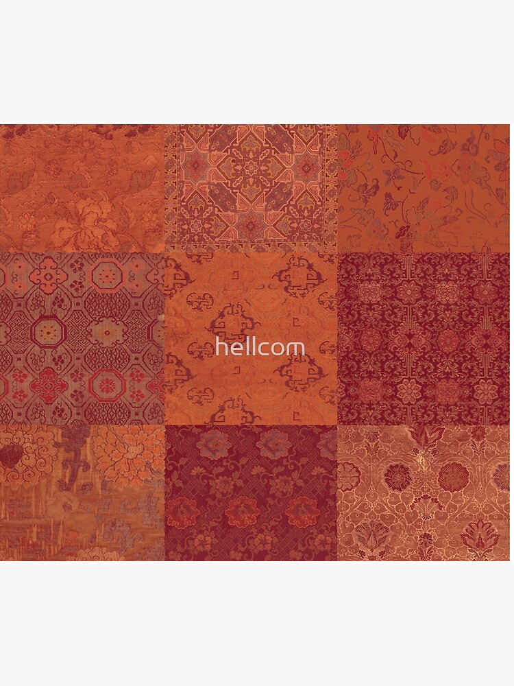 "Vintage Bohemian Quilt in Burnt Orange" Throw Blanket for Sale by