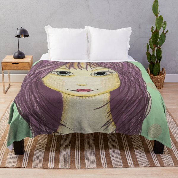 Item preview, cute girl with purple hair portrait designed and sold by Lisa Casineau.