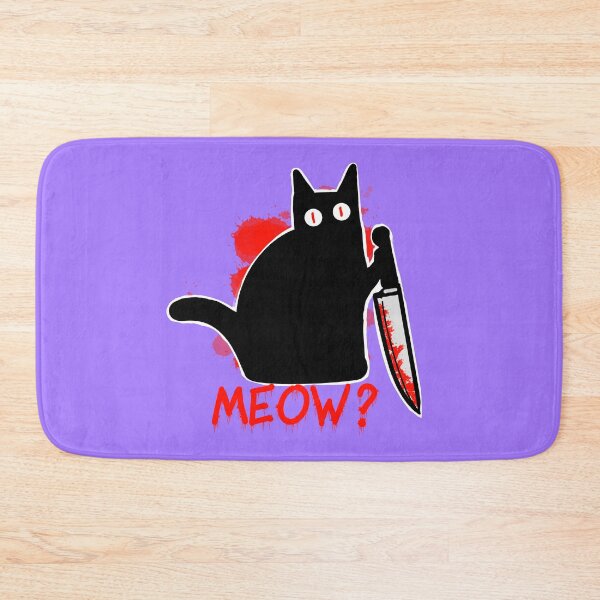 Item preview, Murderous Black Cat with Knife - Meow funny halloween designed and sold by DesignsBySaxton.