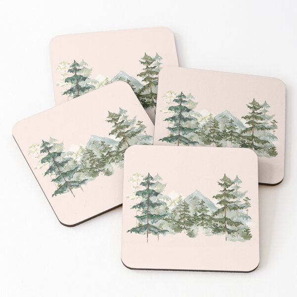 Item preview, Watercolor Pine Forest and mountain Aesthetic Graphic designed and sold by Nature Hues.