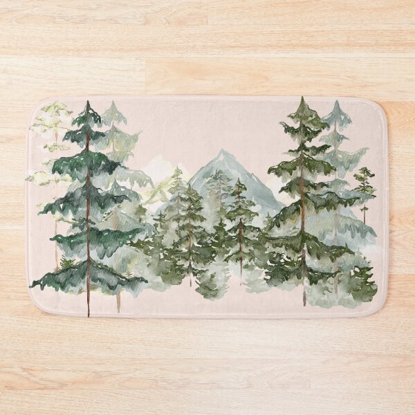 Item preview, Watercolor Pine Forest and mountain Aesthetic Graphic designed and sold by Nature Hues.