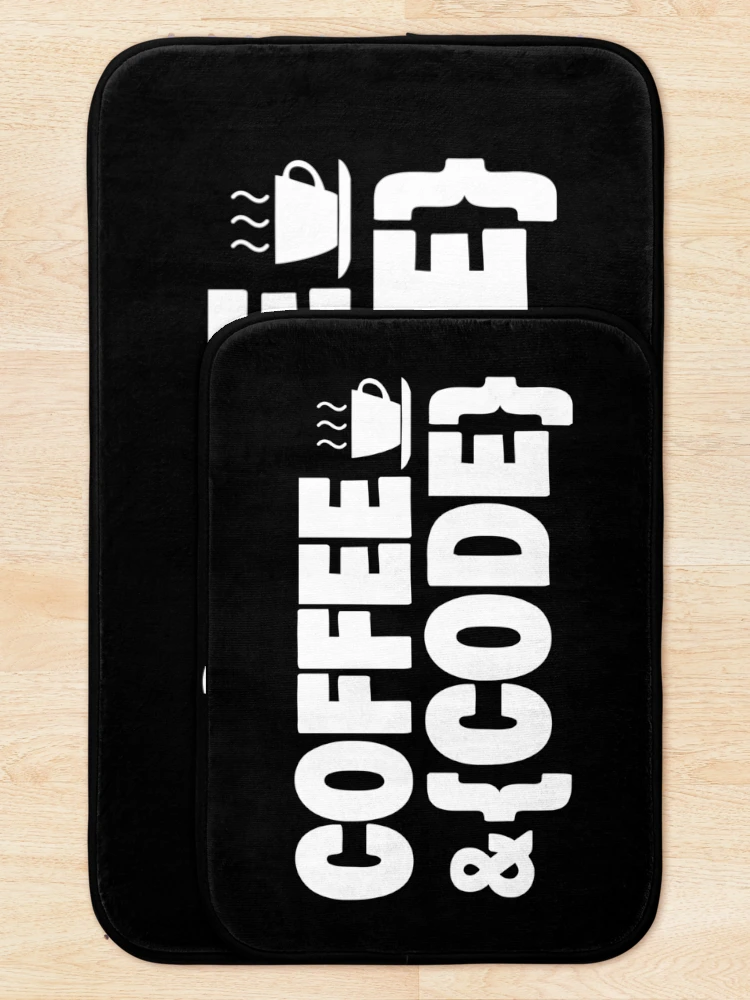 Thumbnail 5 of 6, Bath Mat, Coffee And Code {Coding} Programming designed and sold by jacks-tees.