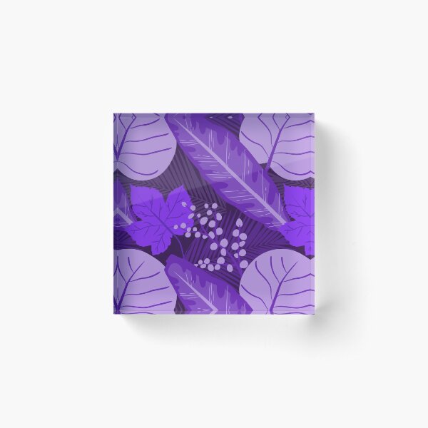 Purple tropical leaves pattern Acrylic Block