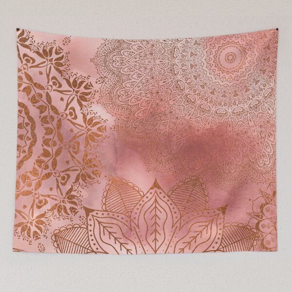 Item preview, pink abstract watercolor mandala pattern designed and sold by NelBo.