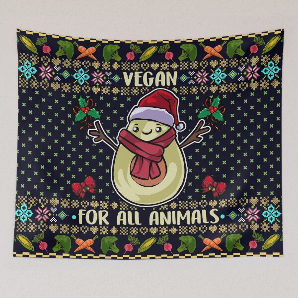 Item preview, Vegan For All Animals - Ugly Christmas Sweater Design with Avocado Santa designed and sold by GreenSlate.