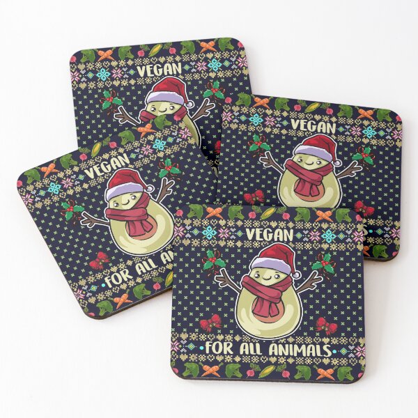 Item preview, Vegan For All Animals - Ugly Christmas Sweater Design with Avocado Santa designed and sold by GreenSlate.