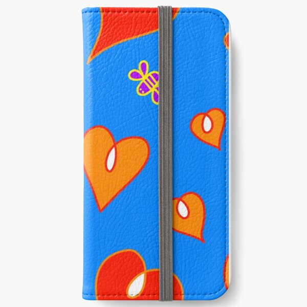 Hearts on blue background iPhone Wallet