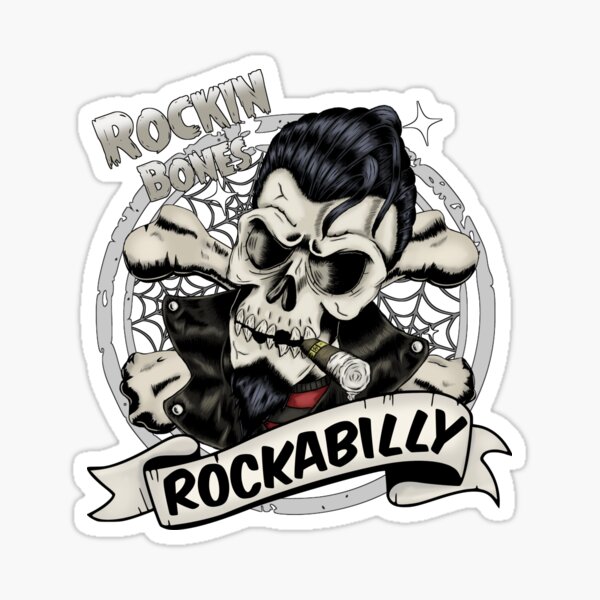 Vista previa del artículo con la obra «Rockin Bones Rockabilly», diseñado y vendido por Krypticart.
