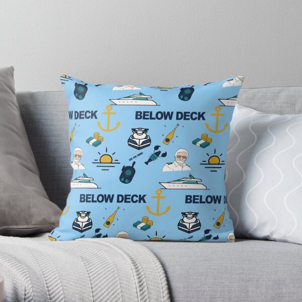 Below Deck Illustration Pattern Throw Pillow