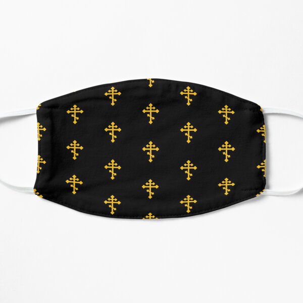 Gold 3 Bar Cross on Black Flat Mask