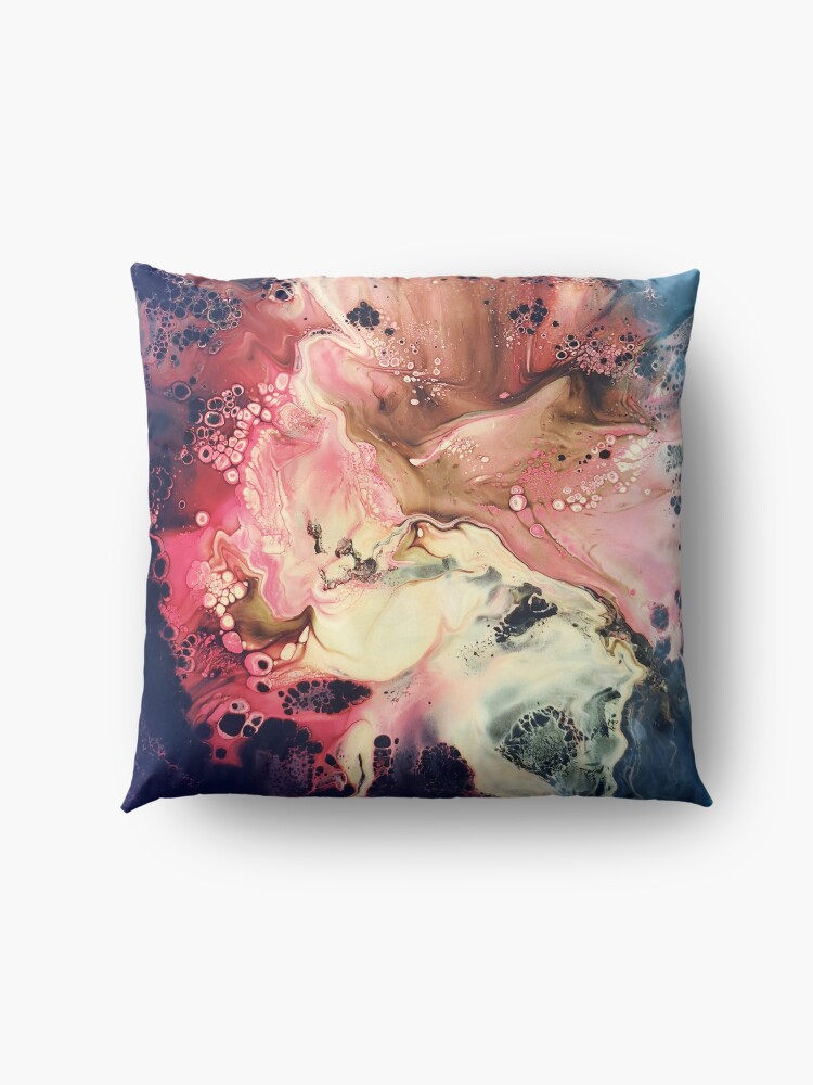Alternate view of Splatter in Reds, Yellows and Blues -Acrylic Pour Galaxy Floor Pillow