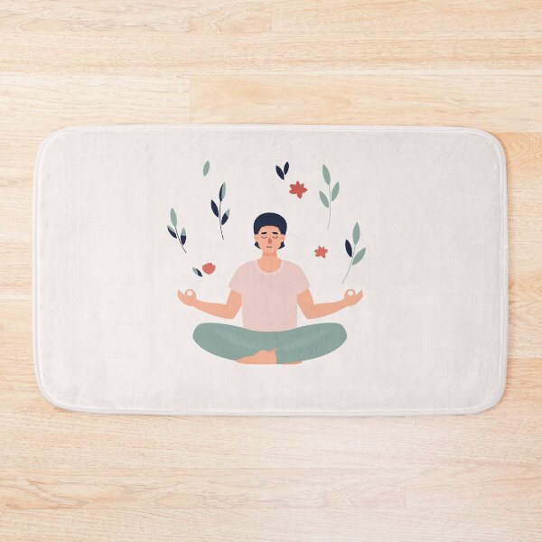 Item preview, Brunet Man Sitting Lotus Position With Leaves Flowers designed and sold by paradiskt.