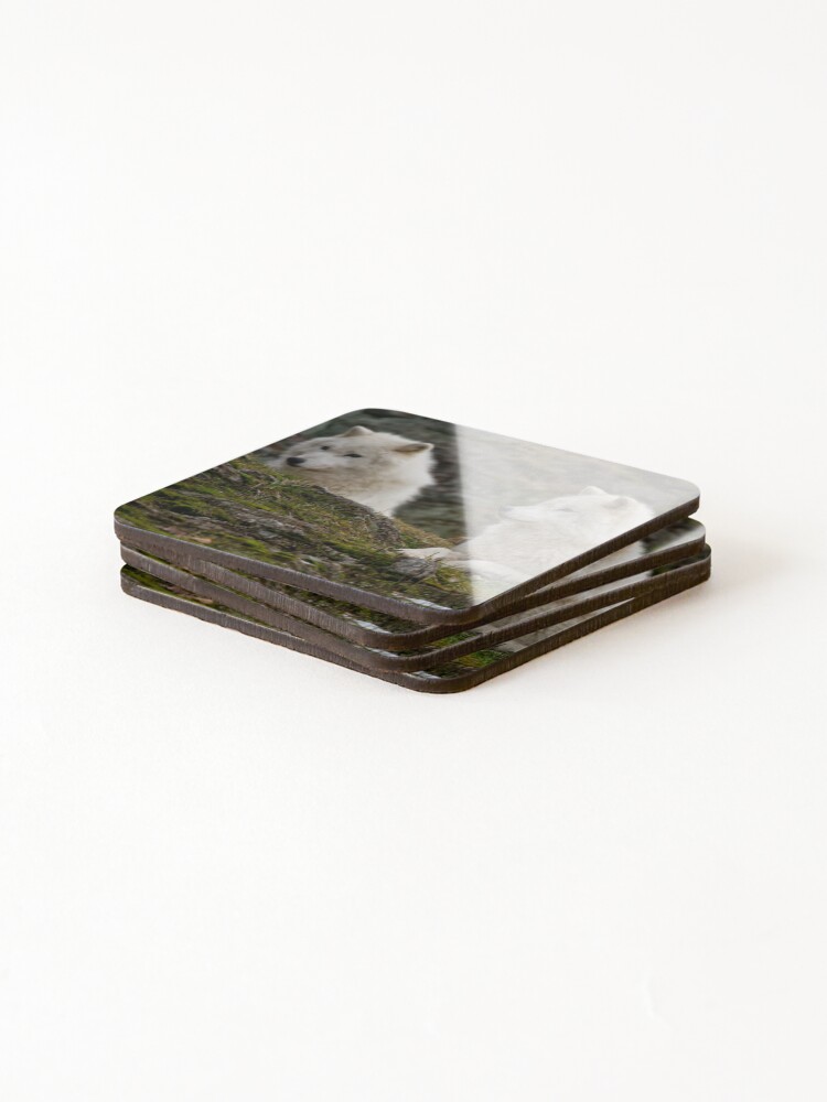 Thumbnail 4 of 5, Coasters (Set of 4), Arctic Wolves designed and sold by WolvesOnly.