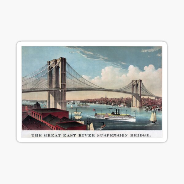 Brooklyn Bridge Art By Currier And Ives Sticker