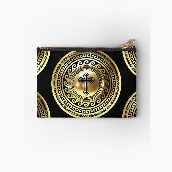 Item preview, Greek Orthodox Cross Black Gold Greek Key Patterns designed and sold by Yiorgos Designs.