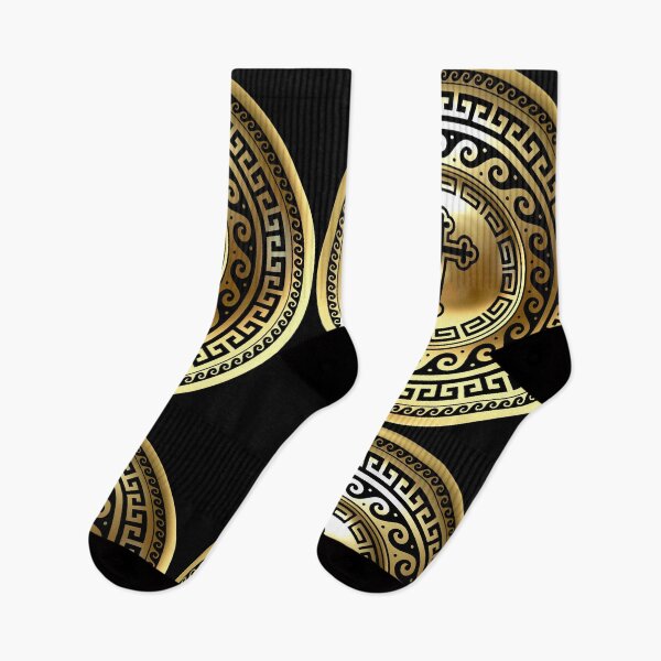 Item preview, Greek Orthodox Cross Black Gold Greek Key Patterns designed and sold by Yiorgos Designs.