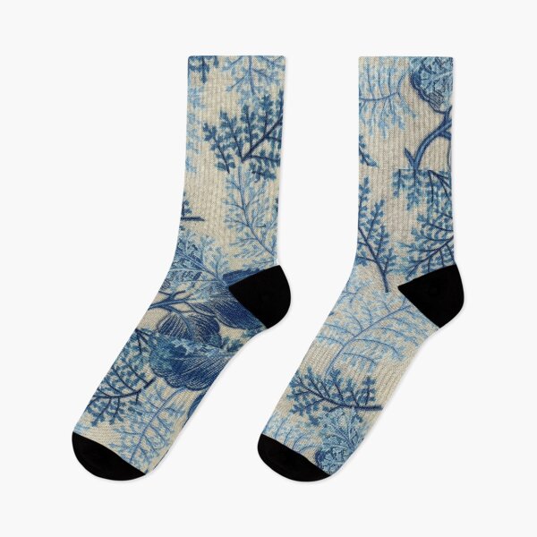 Artikelvorschau, Blaue Blumen und Blätter Stoffmuster entworfen und verkauft von luchik-and-co.