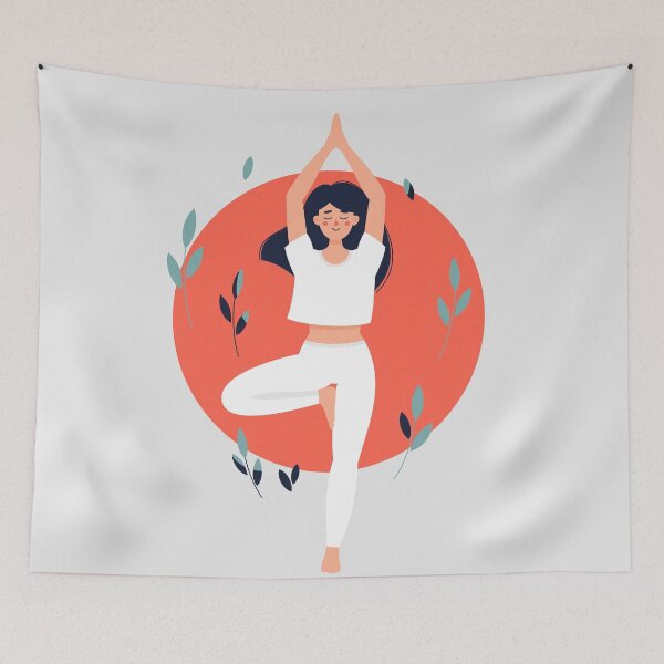 Item preview, Brunette Cute Woman Doing Yoga Tree Pose designed and sold by paradiskt.